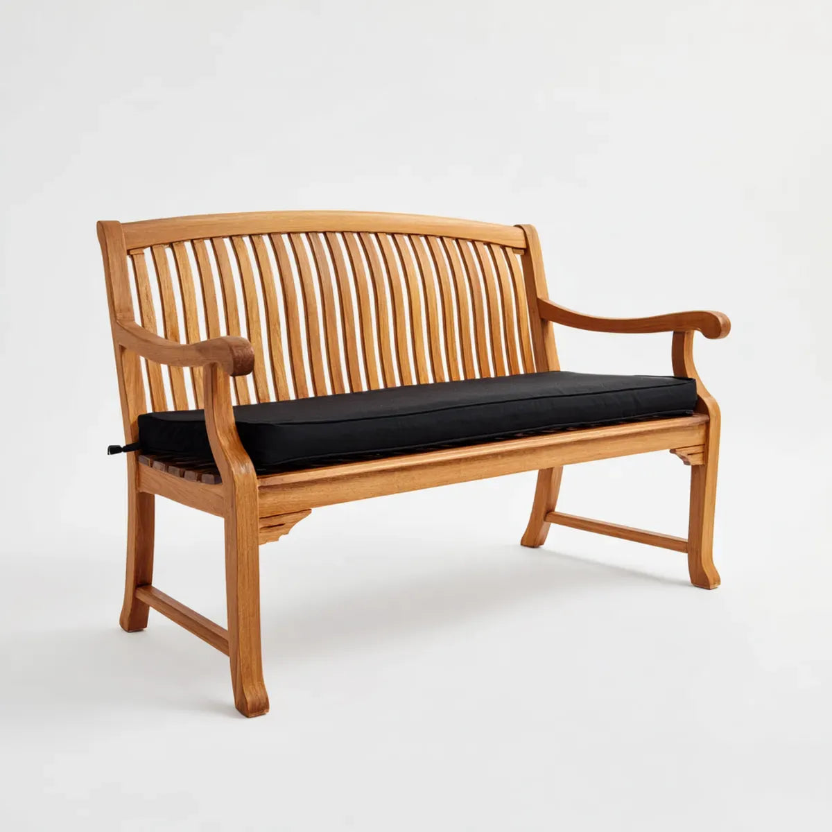 Ławka ogrodowa, 2-osobowa ławka ogrodowa Brązowy Czarna 120 x 65 x 90 cm z drewna tekowego z prostokątną poduszką siedzenia