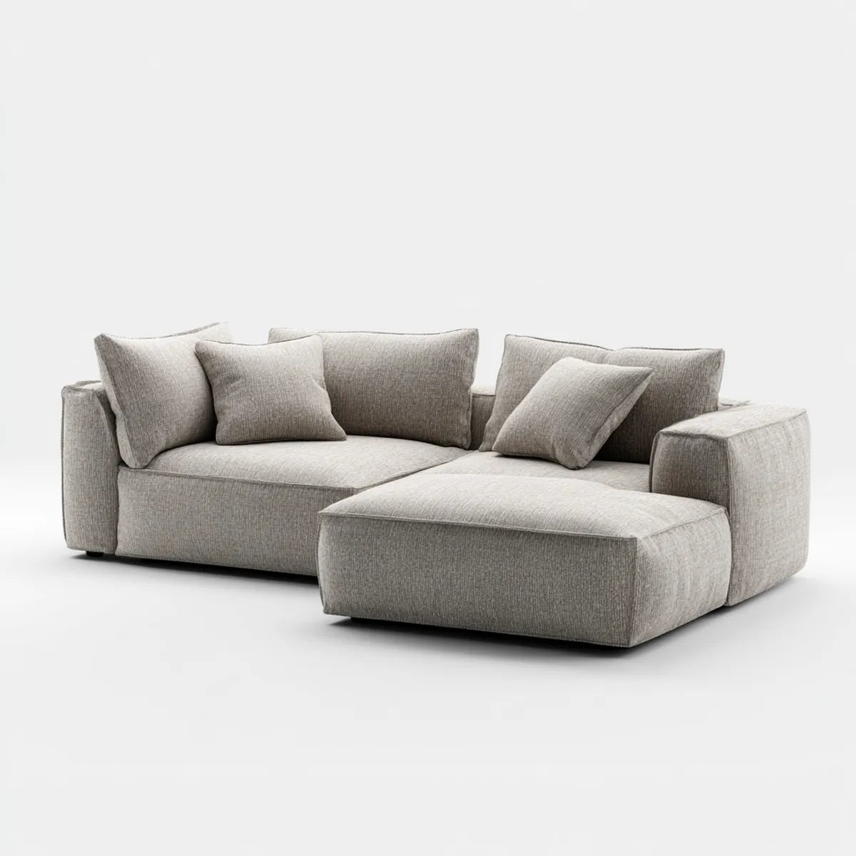Sofa narożna z ottomanem w prawej Greige 280 x 170 x 82 cm poliestrowa wyściełana pianka w kształcie L