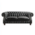 Sofa, Chesterfield 2-kanapa czarny wykonany ze sztucznego poliuretanu 180 x 90 x 75 cm