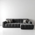 Sofa, Kanapa narożna z rekamierem w prawo Ciemny szary 300 x 170 x 85 cm tapicerka poliestrowa kształt litery L