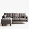 Sofa, Kanapa narożna z recyrem na lewym szarym 220 x 145 x 85 cm poliestrowego litego drewna