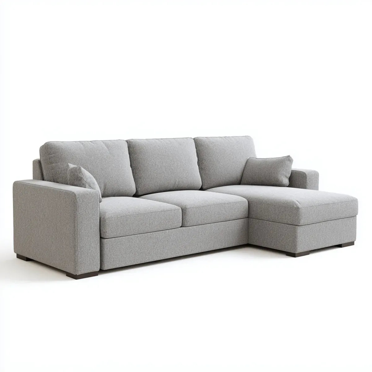 Sofa, Kanapa narożna z jasnoszarym otomanem 250 x 160 x 85 cm poliestrowy kształt L