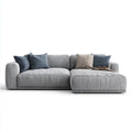 Sofa, Kanapa narożna z prawego rekameru szarego 280 x 170 x 85 cm poliestrowego sznura kształt litery L