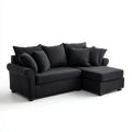 Sofa, Kanapa narożna z rekamierem w prawo Czarna 220 x 150 x 85 cm poliestrowy aksamit kształt litery L