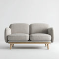 Sofa, 2-fotela fotelik jasny szary 160 x 82 x 78 cm poliester lite drewno prostokątne