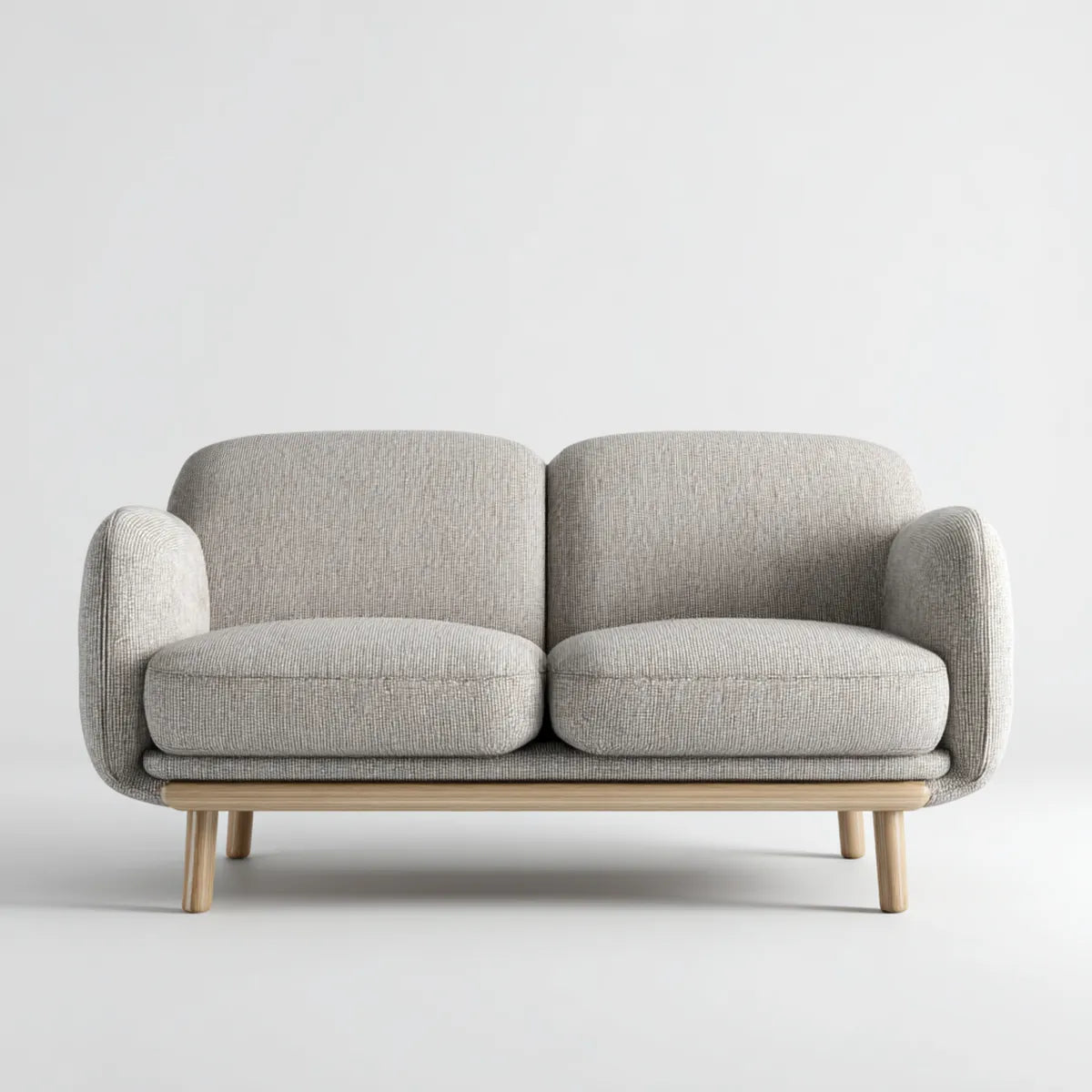 Sofa, 2-fotela fotelik jasny szary 160 x 82 x 78 cm poliester lite drewno prostokątne