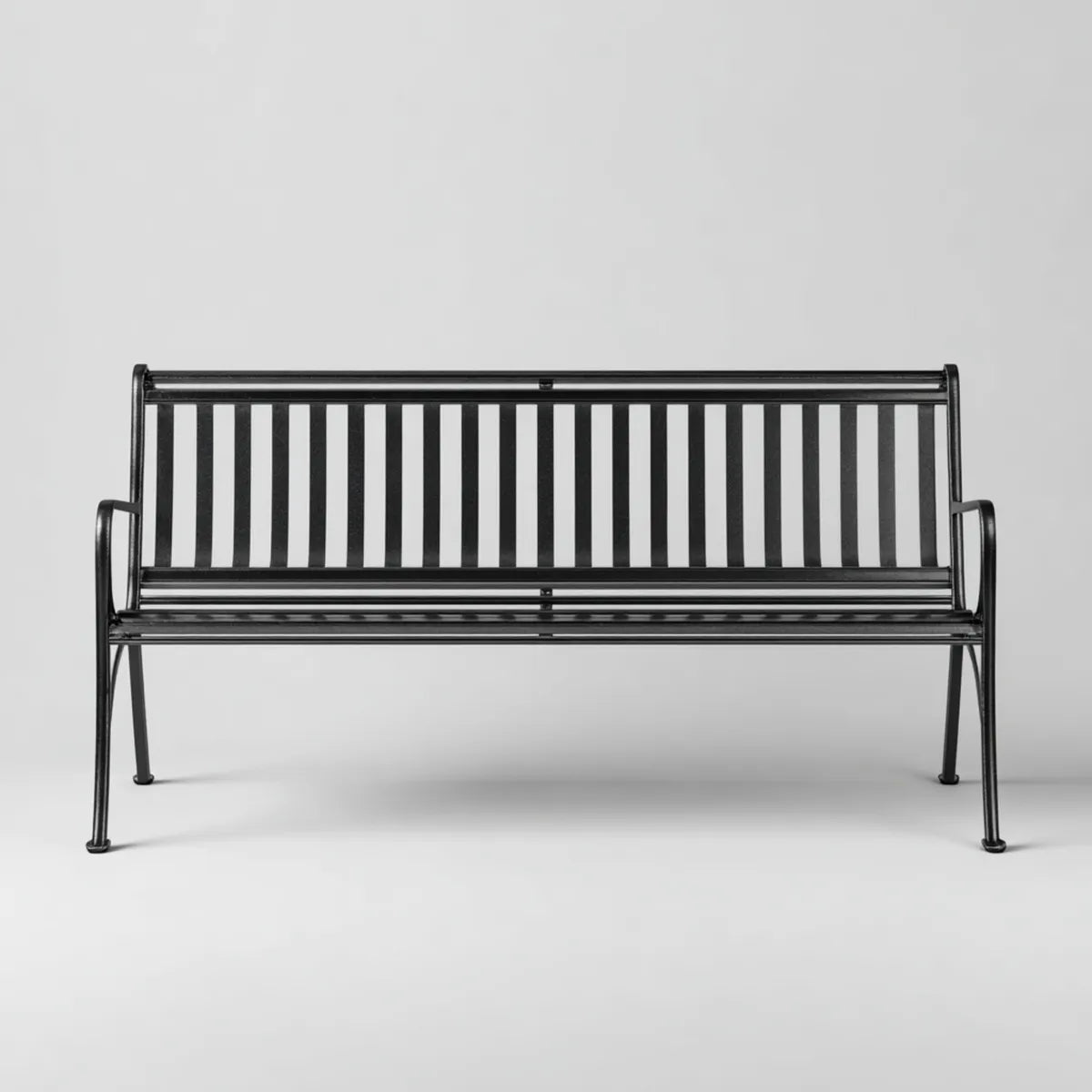 Ławka ogrodowa czarna 150 x 60 x 85 cm stal proszkowa prostokątna dla 3 osób