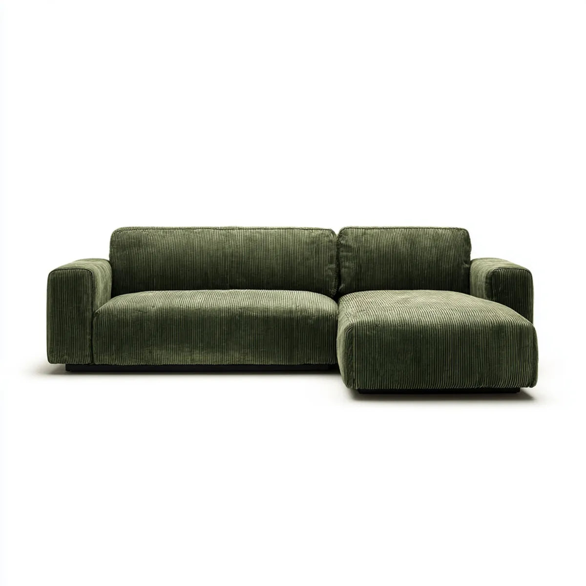 Sofa, Kanapa narożna z oliwkowym zielonym szezlongiem 260 x 160 x 75 cm szerokości sznura poliestrowy kształt L