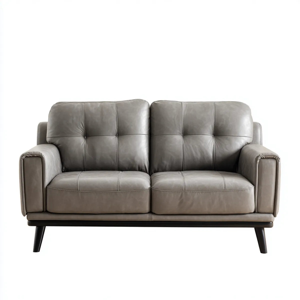 Sofa, 2-fotela szara 156 x 88 x 88 cm PU- sztuczny prostokątna