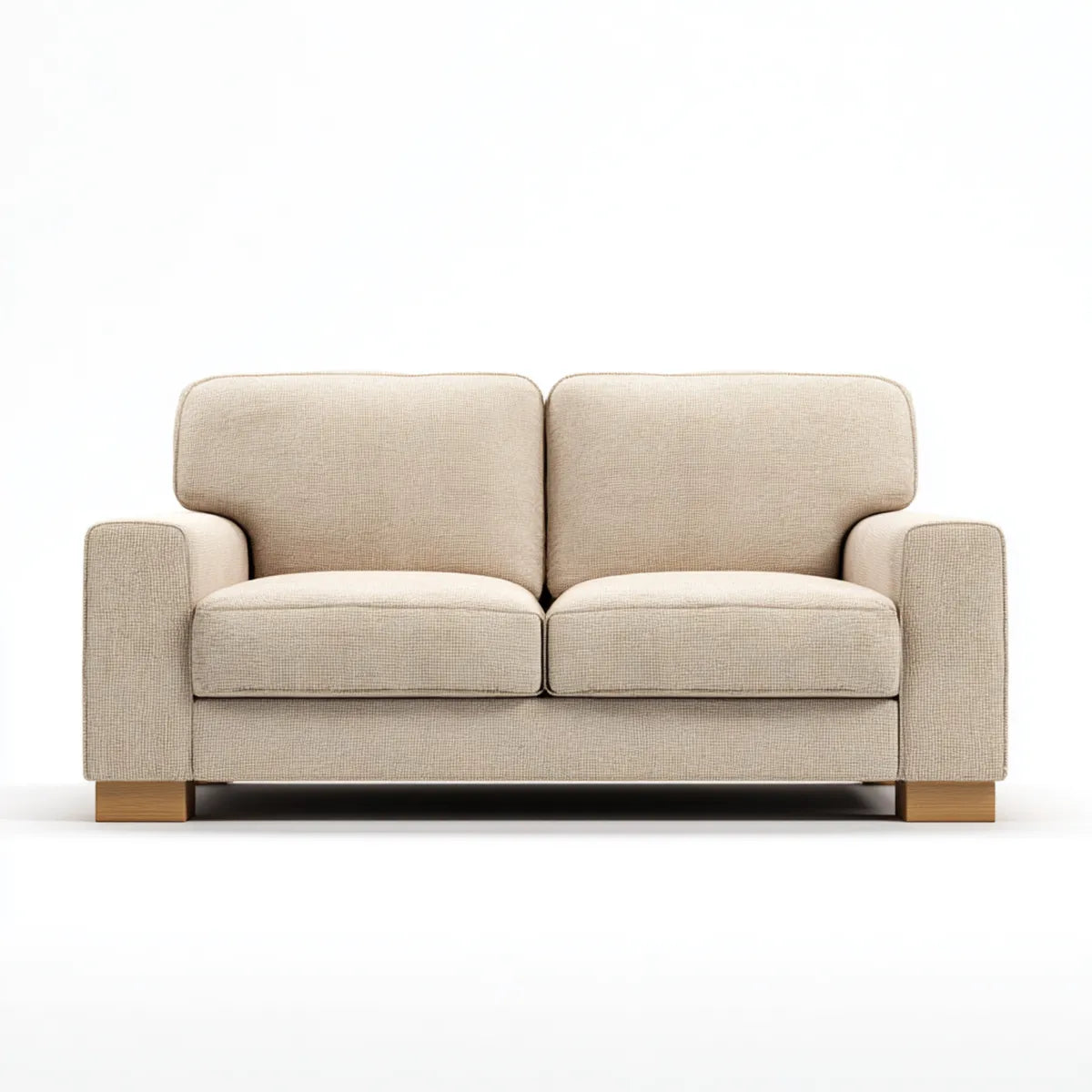 Sofa, 2-osobowa kanapa beżowa 160 x 90 x 82 cm poliester prostokątna