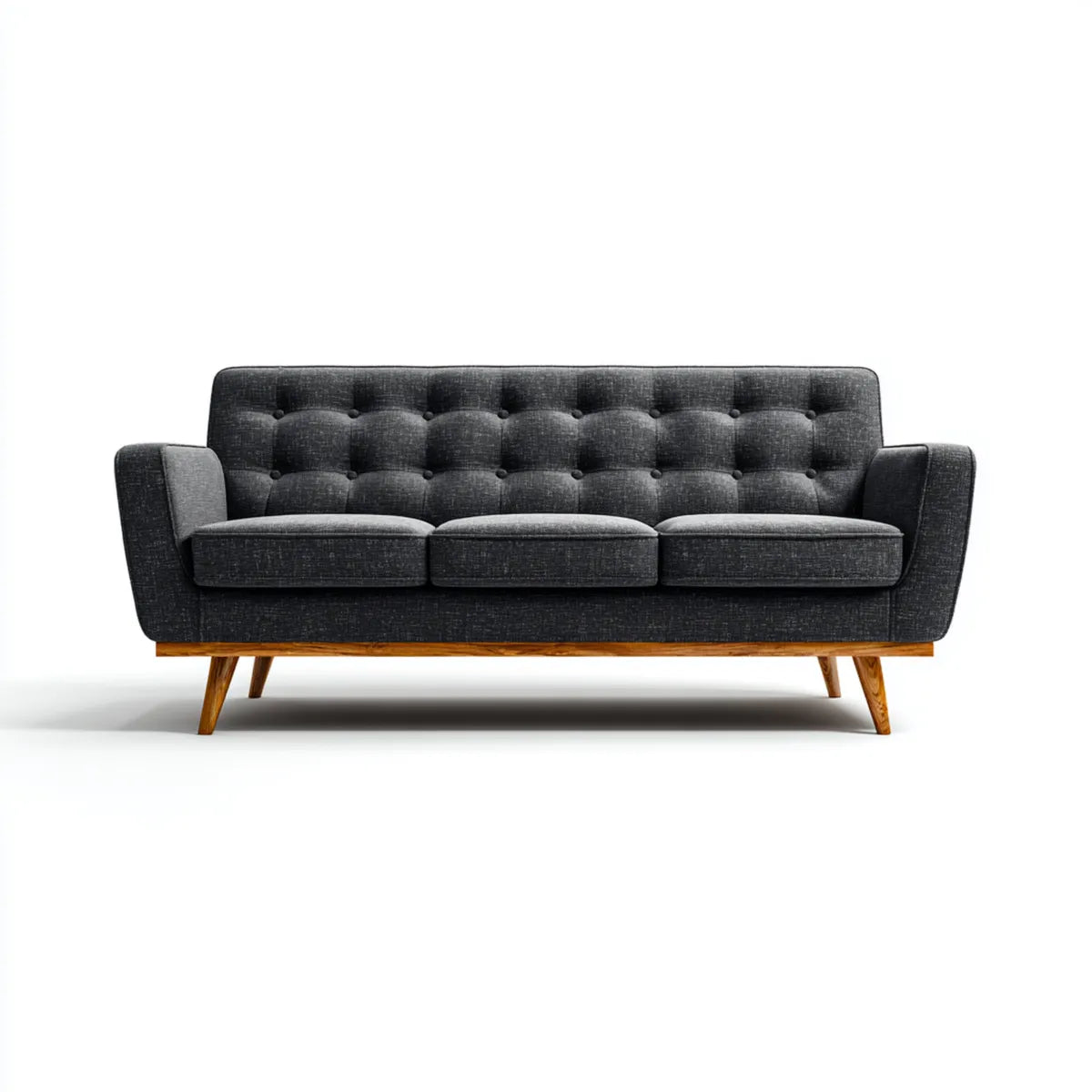 Sofa, 3-fotela Ciemny szary 210 x 85 x 85 cm tapicerka poliestrowa litego drewna ramka
