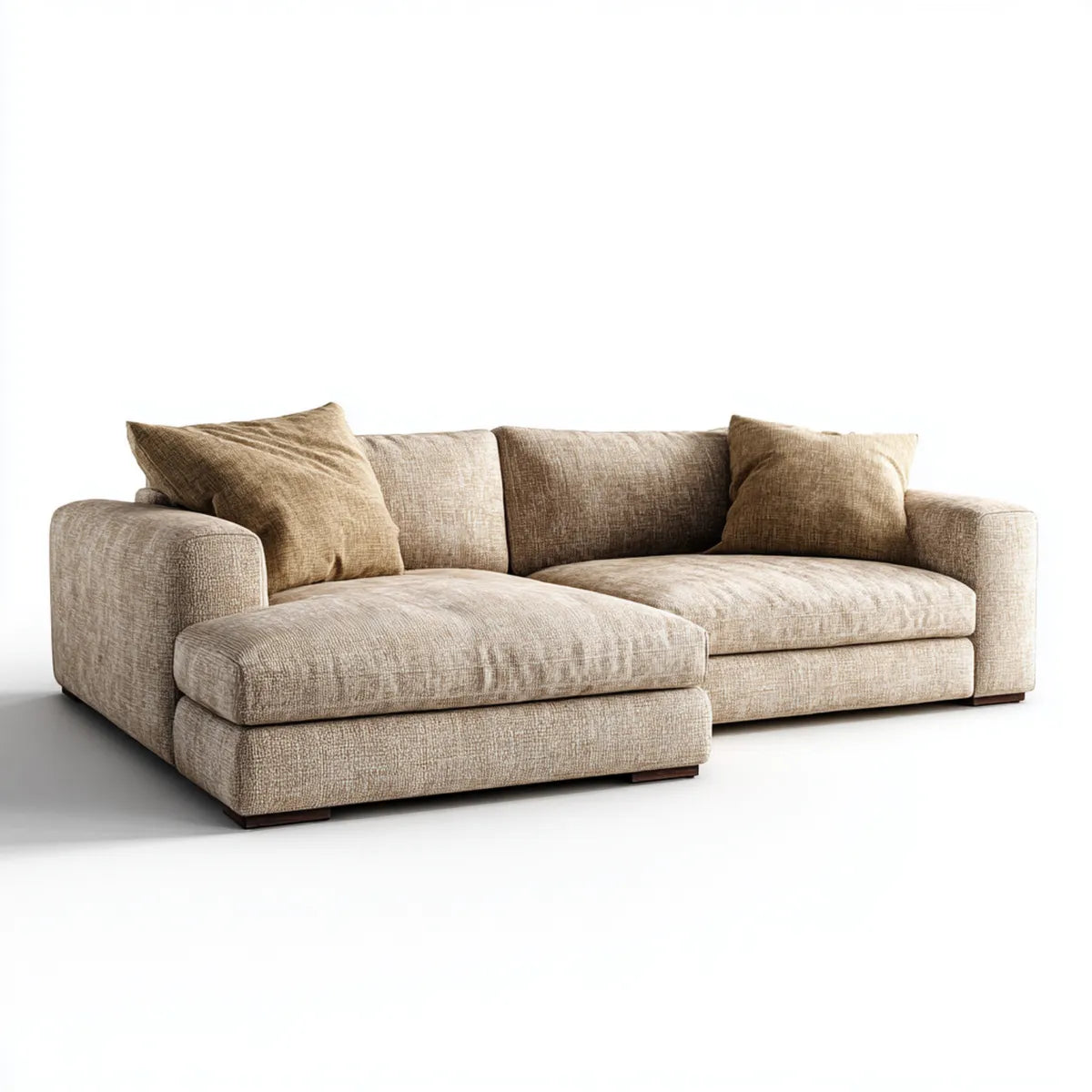 Sofa, Kanapa narożna z powrotem beżowy 270 x 165 x 82 cm poliestrowy tkanina prostokątna