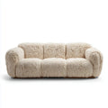 sofa 3-osobowa śmietana 225 x 95 x 78 cm poliester sztuczna skóra prostokątna