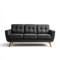 sofa 3-osobowa Ciemnoszara 190 x 82 x 84 cm poliester Prosty z litymi nóżkami z drewna