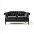 Sofa, 2-osobowa Chesterfield Sofa czarny 180 x 85 x 98 cm poliester aksamit stały bukowy drewno prostokątne