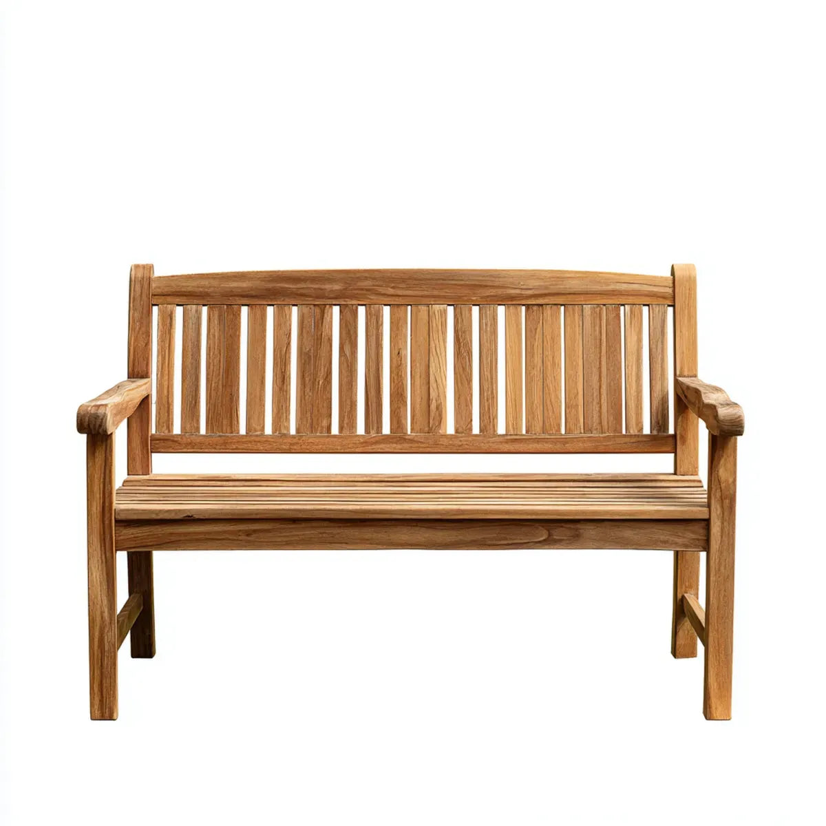 Ławka ogrodowa 2-osobowa naturalny brązowy 120 x 65 x 90 cm lity drewniany prostokąt tekowy
