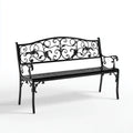 Ławka ogrodowa czarny 122 x 61 x 93 cm stali proszkowo-pokrytej prostokątną powierzchnią siedzenia