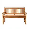 Ławka ogrodowa 2-osobowa naturalna 120 x 62 x 92 cm z litego drewna tekowego z podłokietnikami