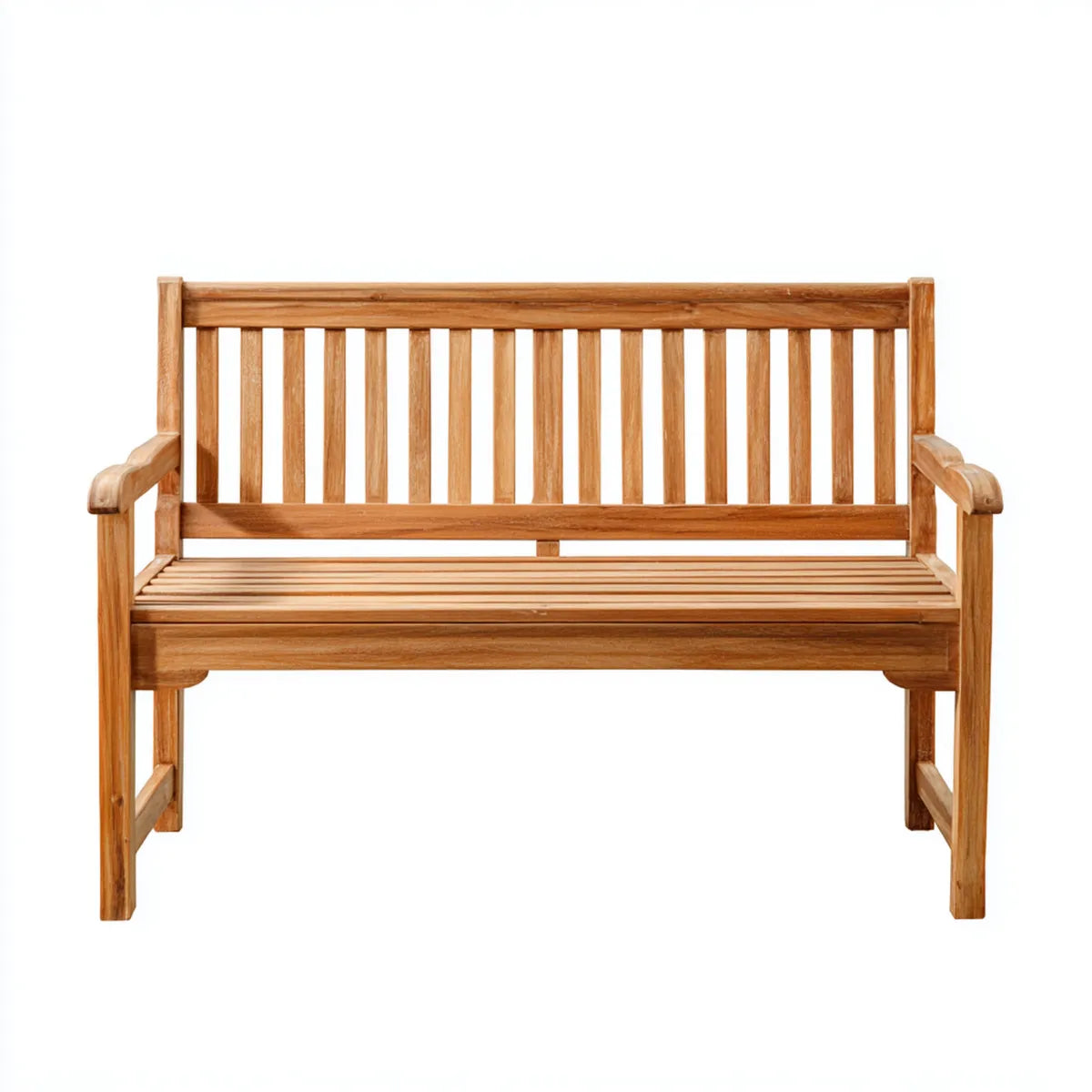 Ławka ogrodowa 2-osobowa naturalna 120 x 62 x 92 cm z litego drewna tekowego z podłokietnikami