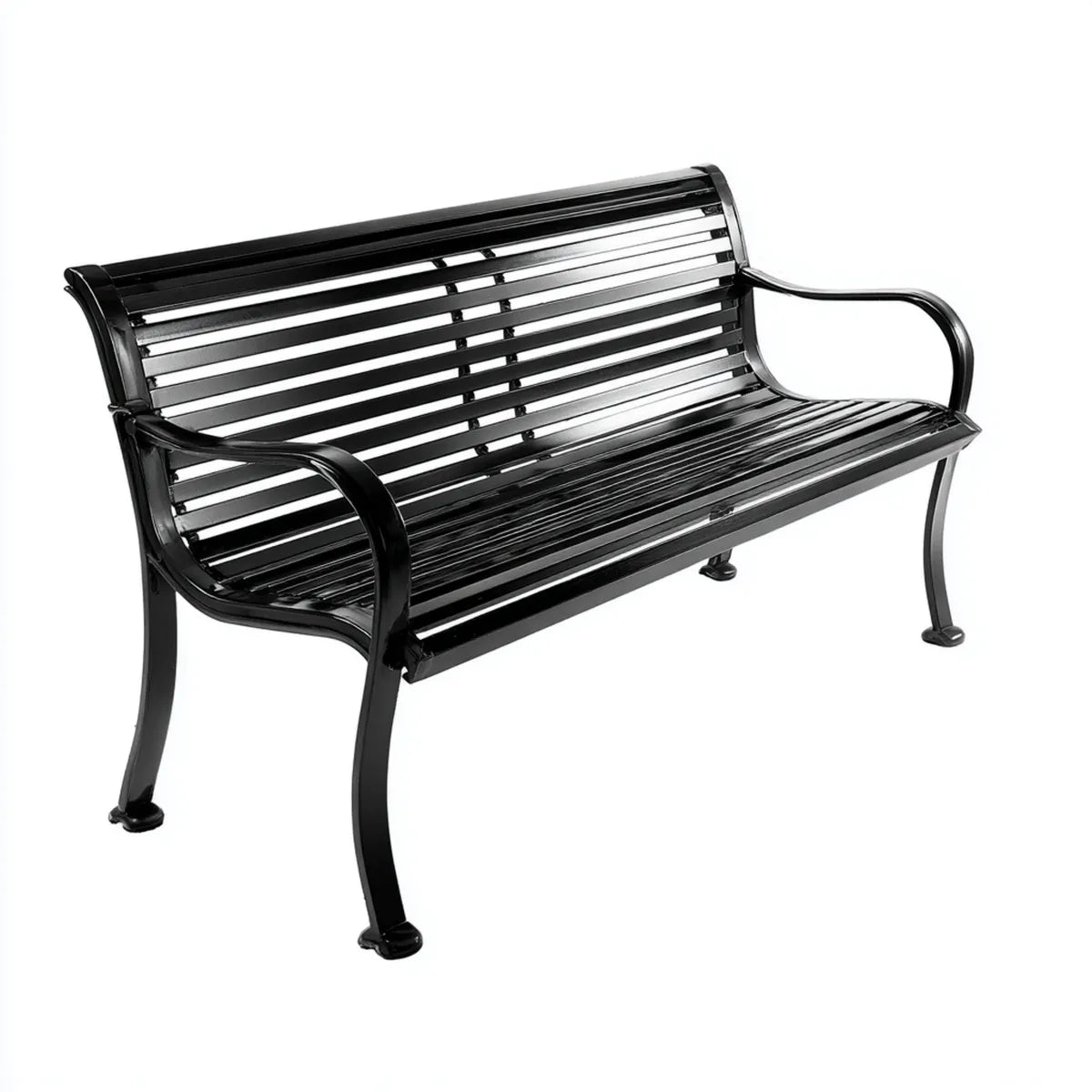 Ławka parkowa ławka ogrodowa czarny 3- fotelik 127 x 59 x 85 cm stal pokryta proszkiem prostokątna