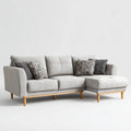 Sofa, Kanapa narożna z jasnoszarym dzbankiem 240 x 160 x 85 cm tapicerka poliestrowa o kształcie L