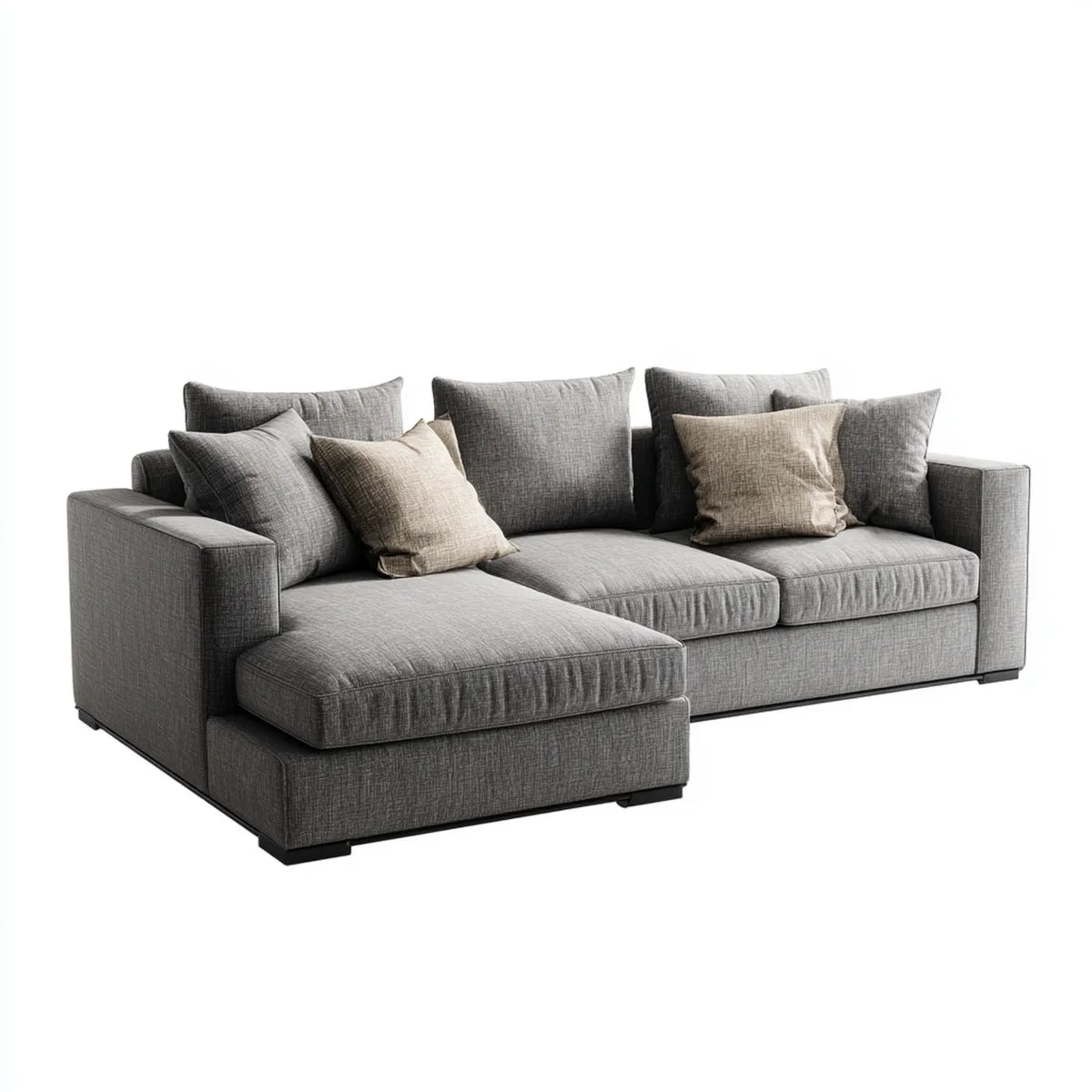 Sofa, Kanapa narożna z rekamierem w kolorze szarym 285 x 170 x 85 cm poliestrowy tkanina 3-osobowa kształt litery L