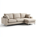 Sofa, Kanapa narożna z wypełnieniem z pianki szezlongiem beige 250 x 160 x 85 cm