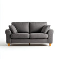 sofa 2-osobowa szara 152 x 85 x 88 cm z poliestrową tapicerką i listwy z litego drewna prostokątne