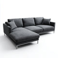 Sofa, Kanapa narożna z 3-osobowym fotelem szezlongiem Ciemny szary Polyester kształt litery 270 x 170 x 85 cm