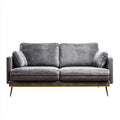 Sofa, 2-fotelikowa sofa Ciemnoszara 180 x 88 x 84 cm z poliestrową tapicerką aksamitną i prostokątnym kształtem