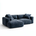 Sofa, narożna sofa 3-fotelik ciemnoniebieski z lewostronną pokrywą z poliestrowego kabla 250 x 160 x 78 cm