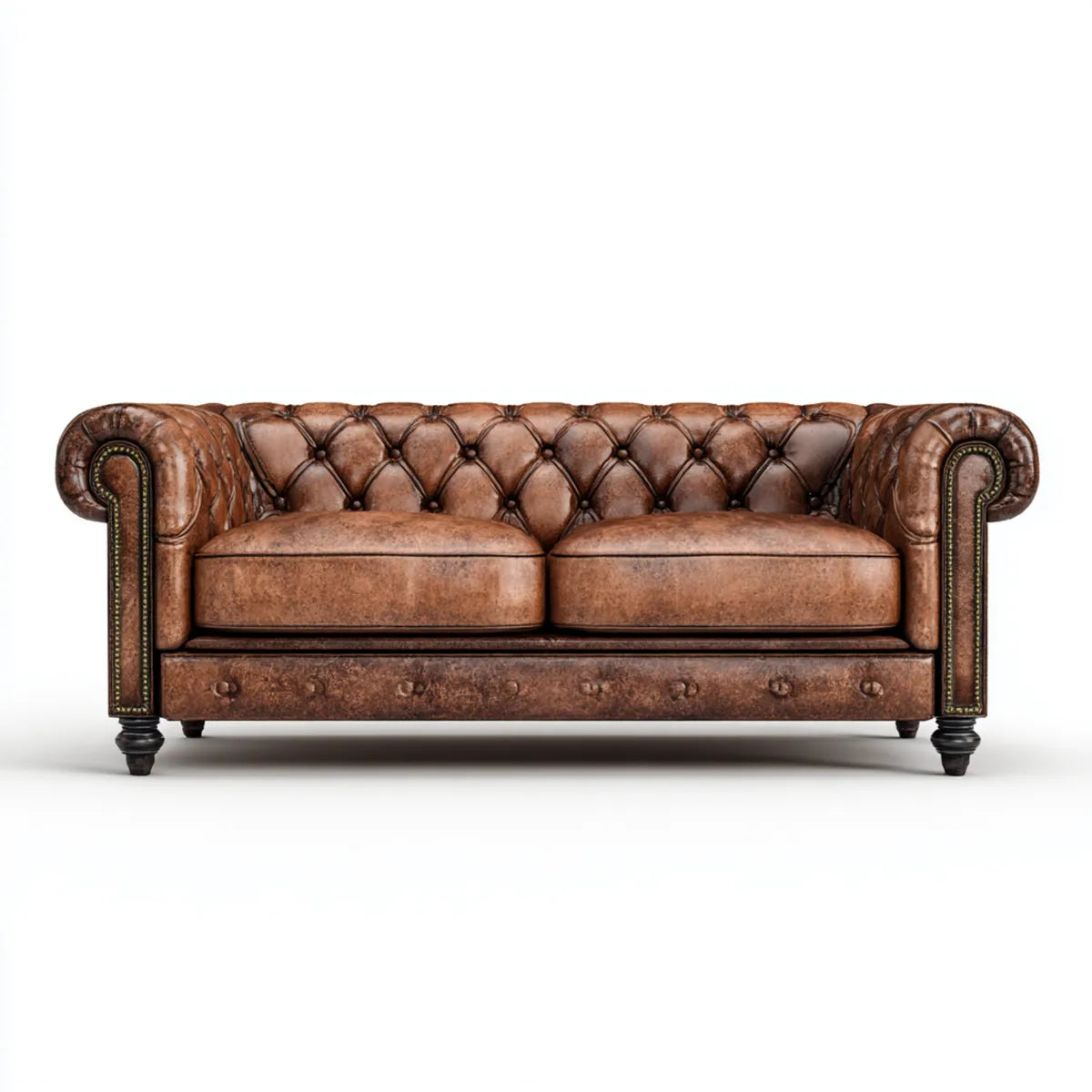 Sofa, Chesterfield 2-osobowa sofa cognacbraun 180 x 85 x 75 cm PU sztuczna skóra prostokątna