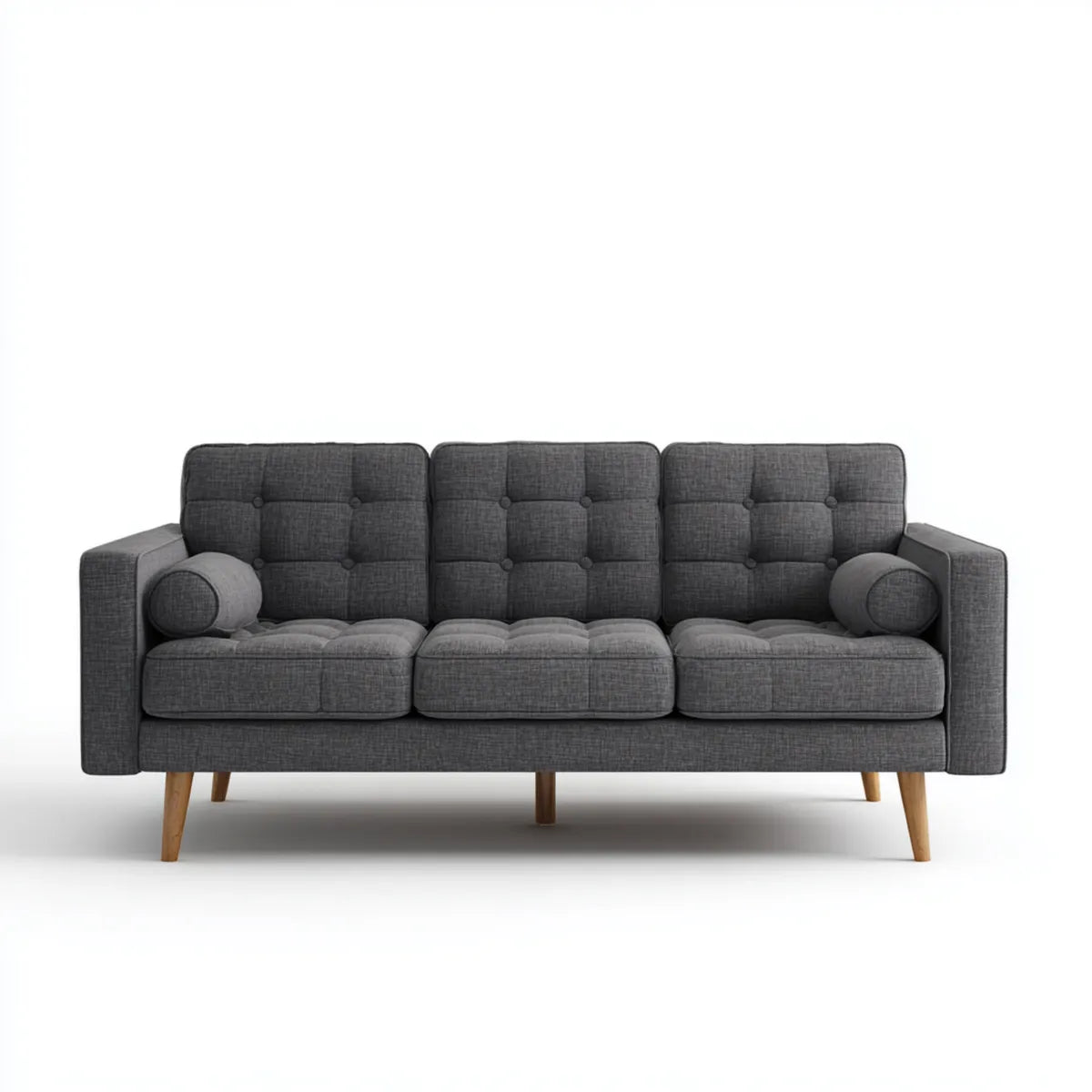 Sofa 3-osobowa Ciemnoszara 200 x 85 x 83 cm tapicerka poliestrowa prostokątna