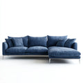 Sofa, Kanapa narożna z recyrem po prawej ciemnoniebieskiej z poliestrowego sznura o kształcie litery 280 x 170 x 85 cm